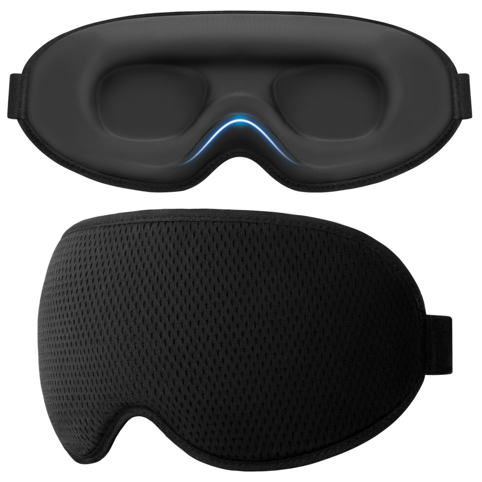 Gritin 100% Blackout Sleep Eye Mask For Sleeping-Ultra Soft Comfortable Zero Eye Pressure Eye Masks For Side Sleepers With Adjustable Strap, 3D Ergon