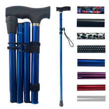 Life Healthcare Folding Walking Stick–Adjustable Height Lightweight Aluminium Cane for Elderly Disabled Men & Women–Non-Slip Rubber Tip Ergonomic