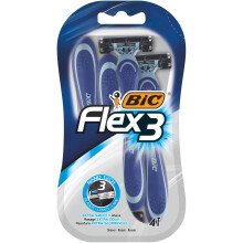 BIC Flex 3 Disposable Razors for Men - Triple Blade Light Handle Razor Blades - Pack of 4
