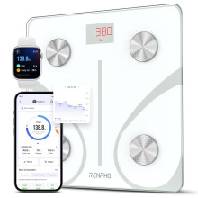 RENPHO Body Fat Scales Bluetooth, Digital Bathroom Scales with App, Smart Weighing Scale Body Composition Monitors with Body Fat, BMI, Fitness, White