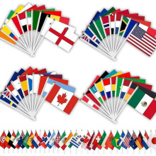 AhfuLife World Cup Football Flags on Stick, 48 Countries Hand Held Double Sided