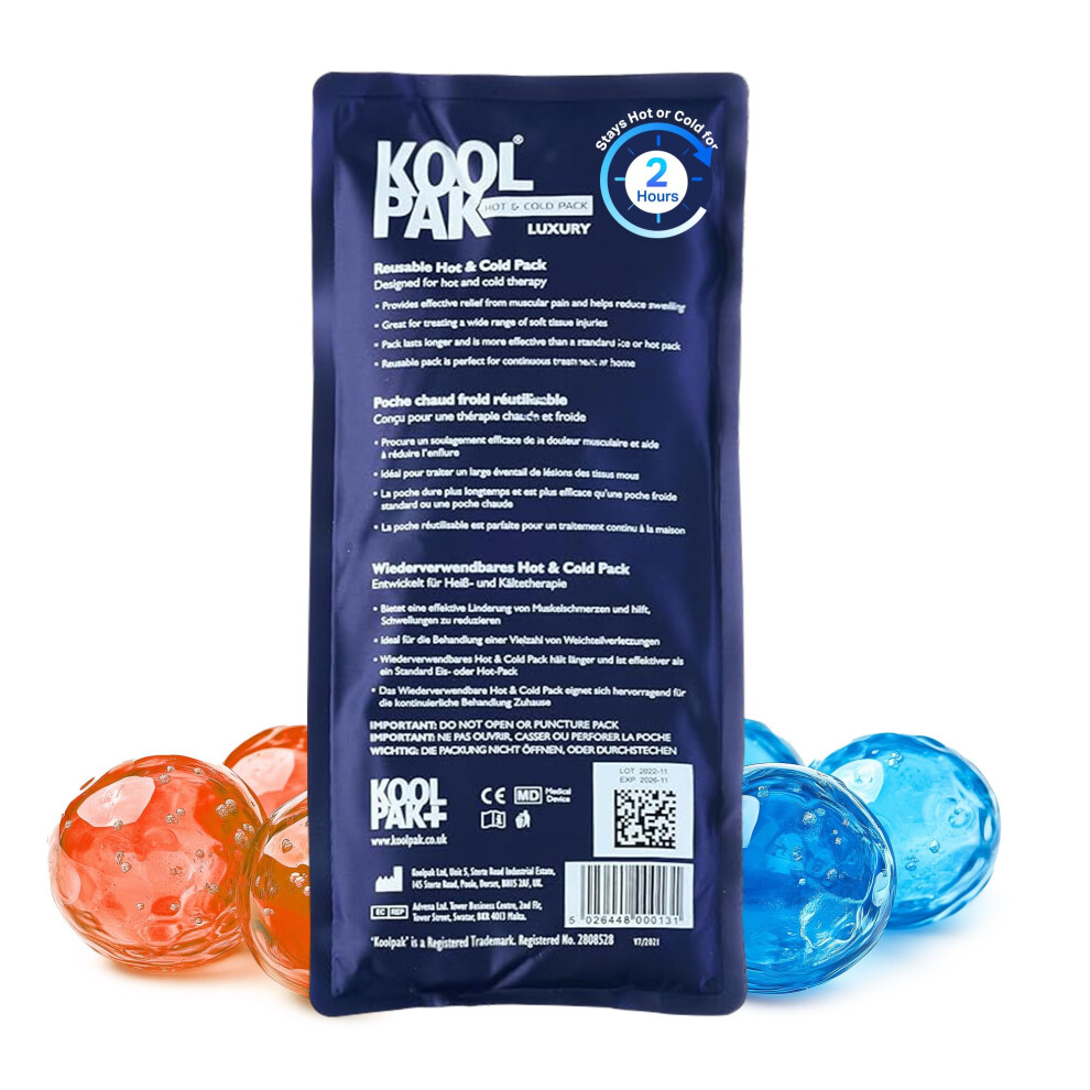 Koolpak Hot And Cold Gel Packs Reusable - 12Cm X 29Cm Microwaveable Heat Pack For Pain Relief - Long-Lasting Therapy With Soft Nylon Cover - Flexible