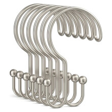 Shower Curtain Hooks Ring, 12 Pcs Double Sided Shower Hooks, Iron Stainless Steel Shower Hooks for Bathroom
