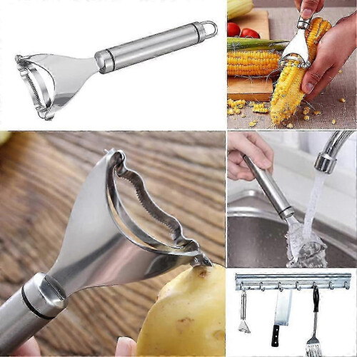 Stainless Steel Corn Peeler - Silver Threshing Tool (2pcs) 1