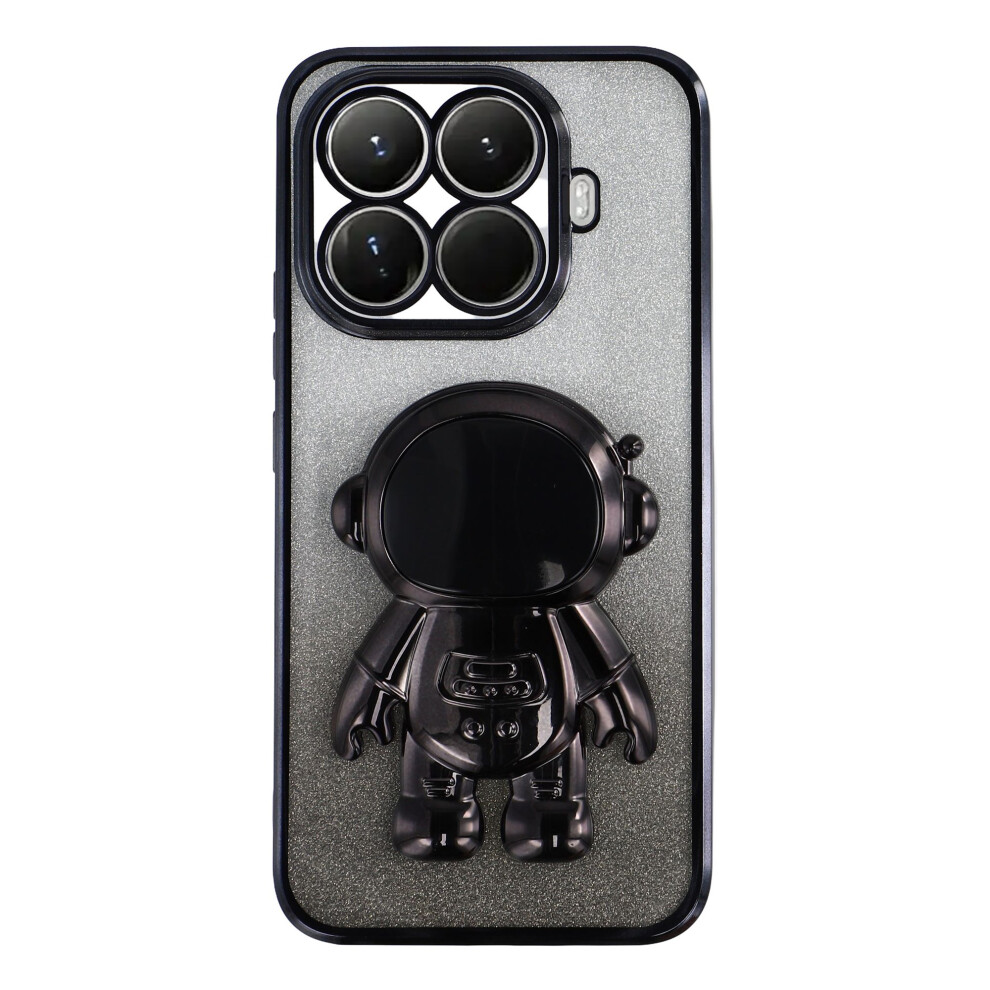 (Black) For Xiaomi 15T Pro Case With Astronaut Kickstand Pc + Tpu Phone Cover Shiny Glitter Black 6914296299076