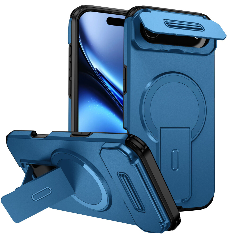 (Blue) For Iphone Air Case Kickstand Camera Slider Pc + Tpu Phone Cover Compatible With Magsafe Blue 6914291303549