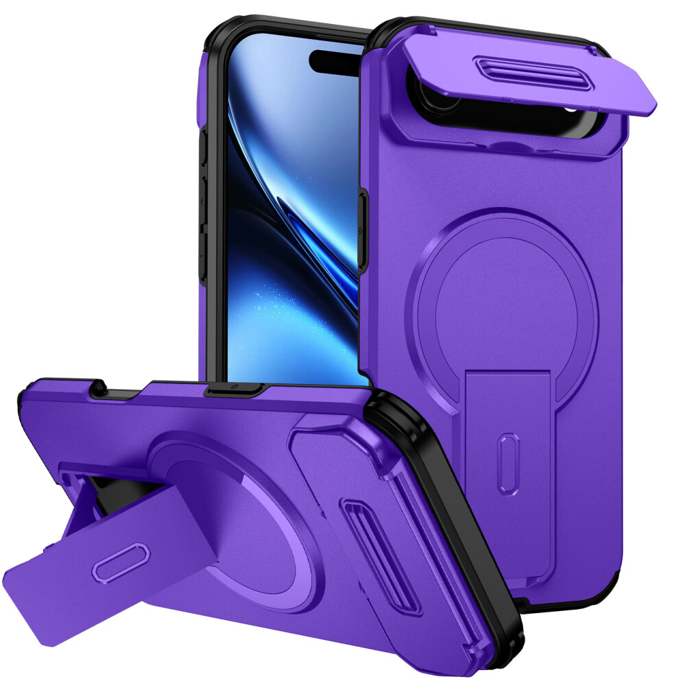 (Purple) For Iphone Air Case Kickstand Camera Slider Pc + Tpu Phone Cover Compatible With Magsafe Purple 6914296112870