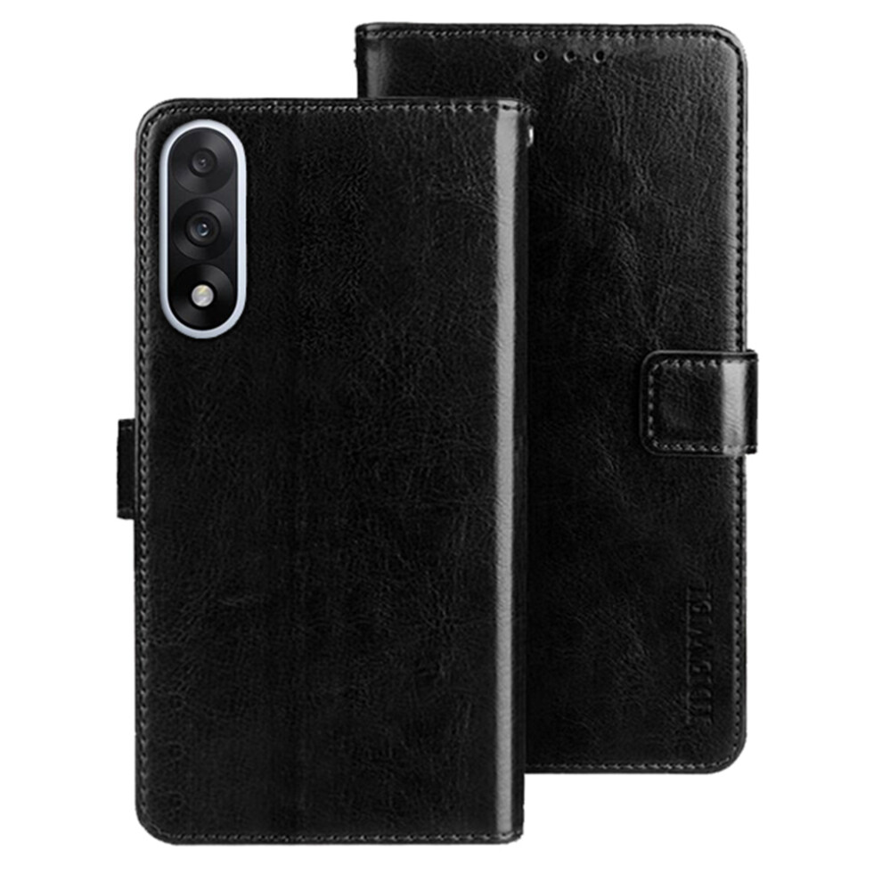 (Black) Idewei For Oneplus Nord 5 5G / Ace 5 Ultra 5G Stand Case Crazy Horse Texture Leather Phone Cover Black 6914298952658
