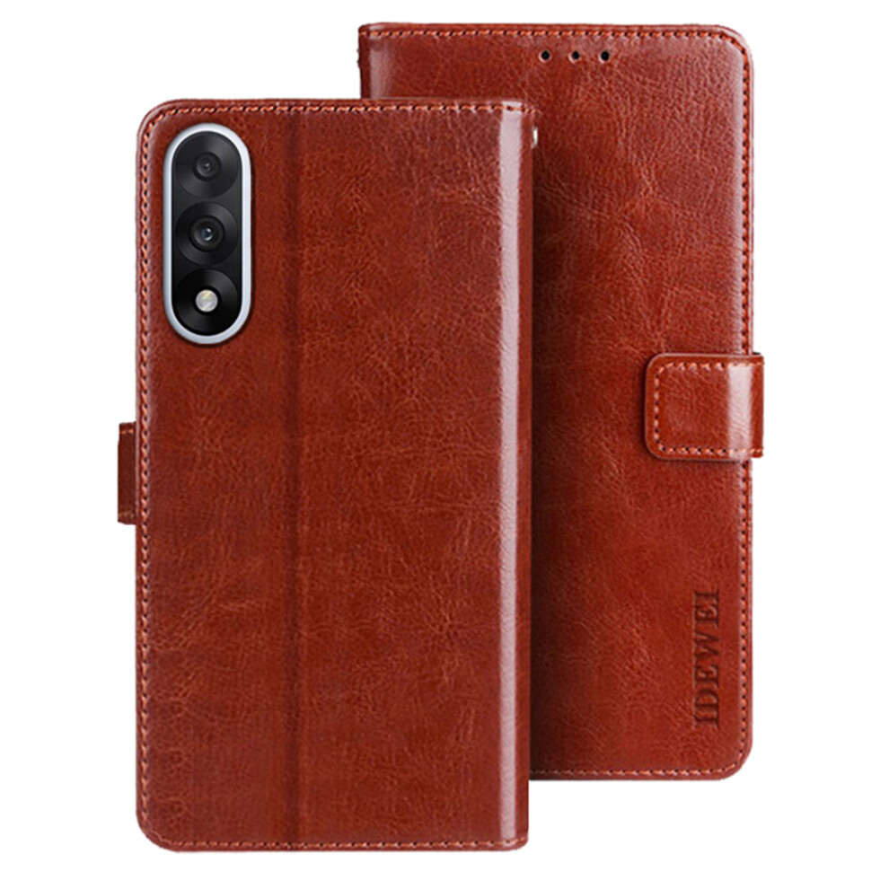 (Brown) Idewei For Oneplus Nord 5 5G / Ace 5 Ultra 5G Stand Case Crazy Horse Texture Leather Phone Cover Brown 6914291128821