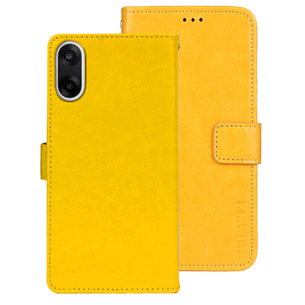 (Yellow) Idewei For Oneplus Nord Ce5 5G / Ace 5 Racing 5G Stand Case Crazy Horse Texture Leather Phone Cover Yellow 6914297017389