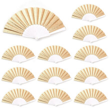 12 Abanicos de Mano Plegables Grandes Dorados - Abanicos para Aplausos y Raves, Abanicos de Mano A Granel para Baile en Línea