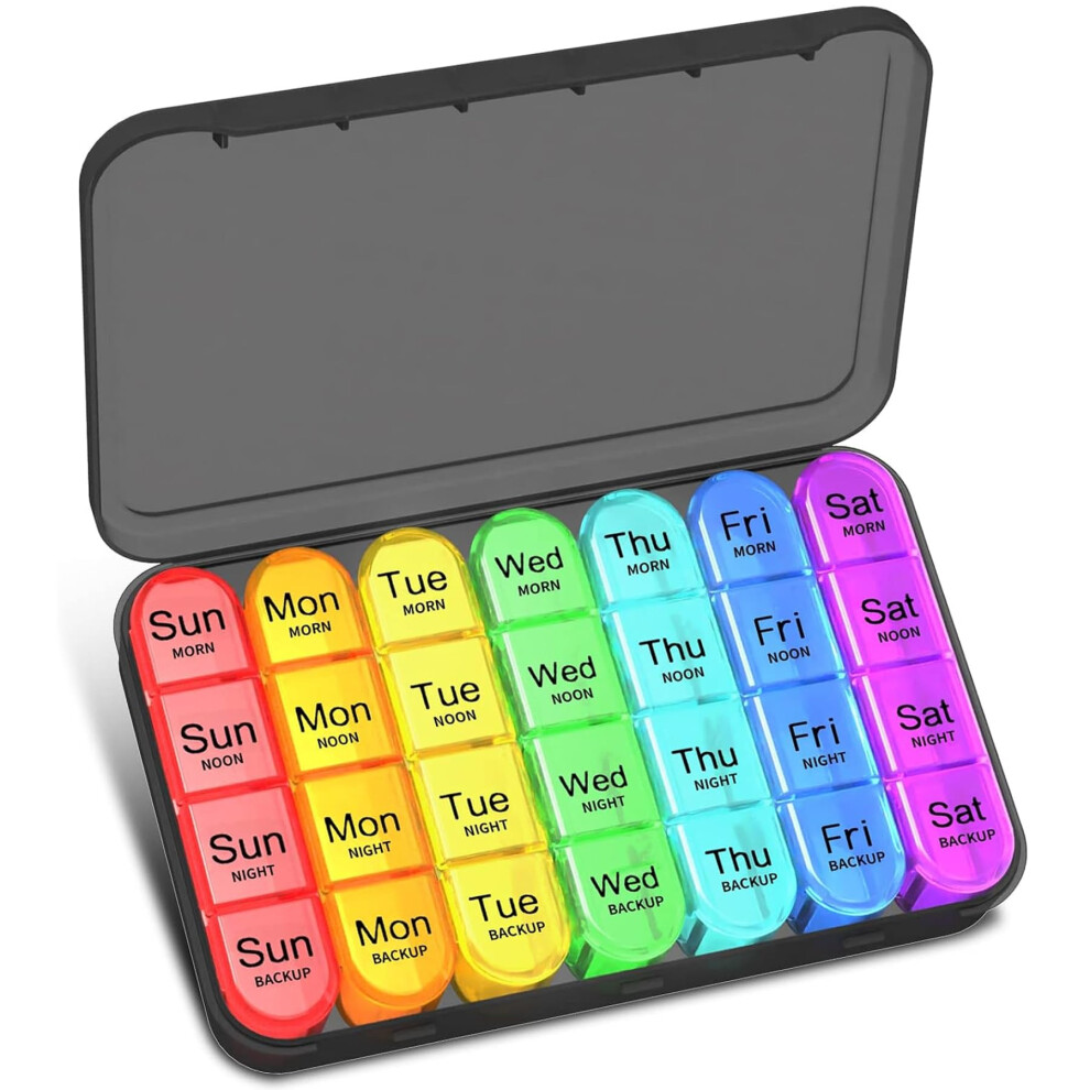 Betife Pill Box Organiser 4 Times A Day, Weekly Pill Boxes, 7 Day Tablet Organiser, Daily Pill Dispenser 7 Day 4 Compartments, Tablet Box For Medicat