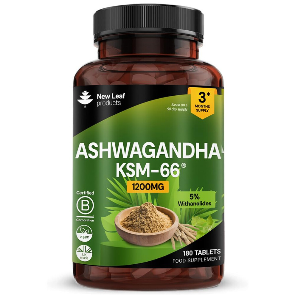 Photos - Vitamins & Minerals Ashwagandha KSM 66-1200mg - 180 Vegan Tablets Pure High Strength Ashwagandha Root Extract - 3 Months Supply KSM Tablets Supp