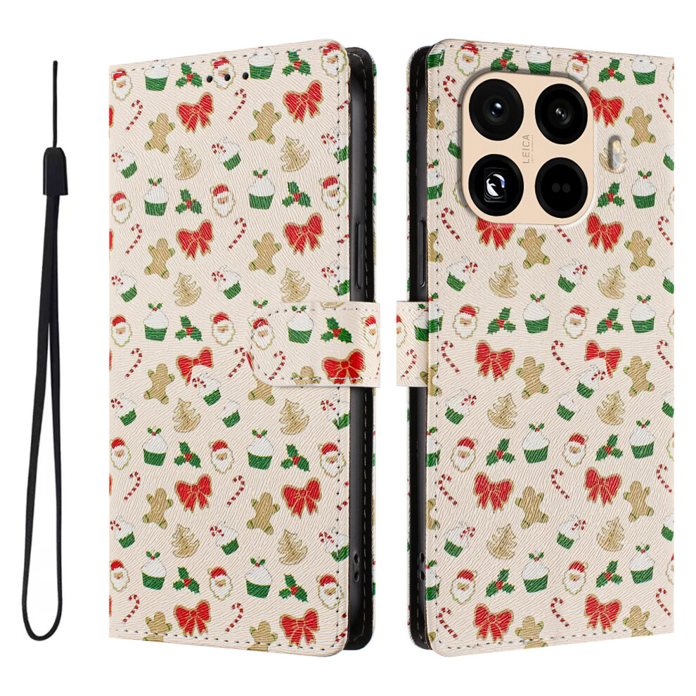 (Santa Claus) For Xiaomi 15T Pro Case Christmas Themed Pattern Printing Pu Leather Wallet Phone Cover With Wrist Strap 6914291366148