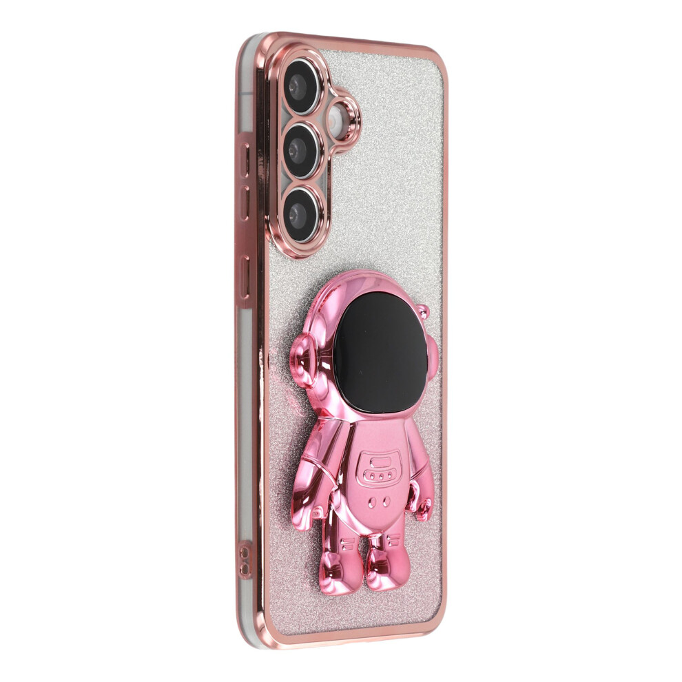 (Pink) For Samsung Galaxy S25 Case With Astronaut Kickstand Pc + Tpu Phone Cover Shiny Glitter Pink 6914296969269