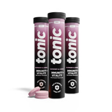 Tonic Health Immunity & Vitality Tablets - 4-in-1 Effervescent Multivitamins and Nutrients - Vitamin D, Vitamin C and Zinc - Vegan, No Sugar- Max Str