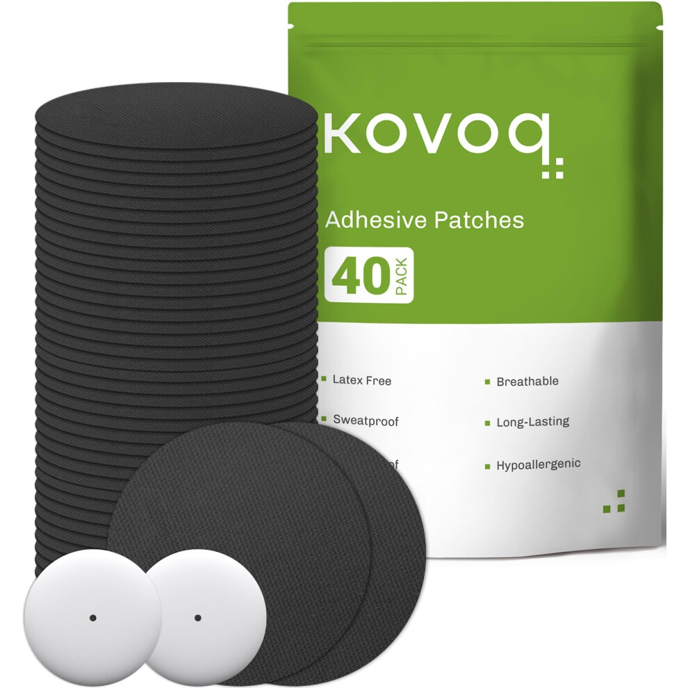 Kovoq 40X Libre Sensor Covers+2Pcs Reusable Hardshell Covers, No Glue On Sensor, 1-Hand Patching/Removing, Freestyle Libre 1 & 2 Cgm Sensor Patch, Adhesive