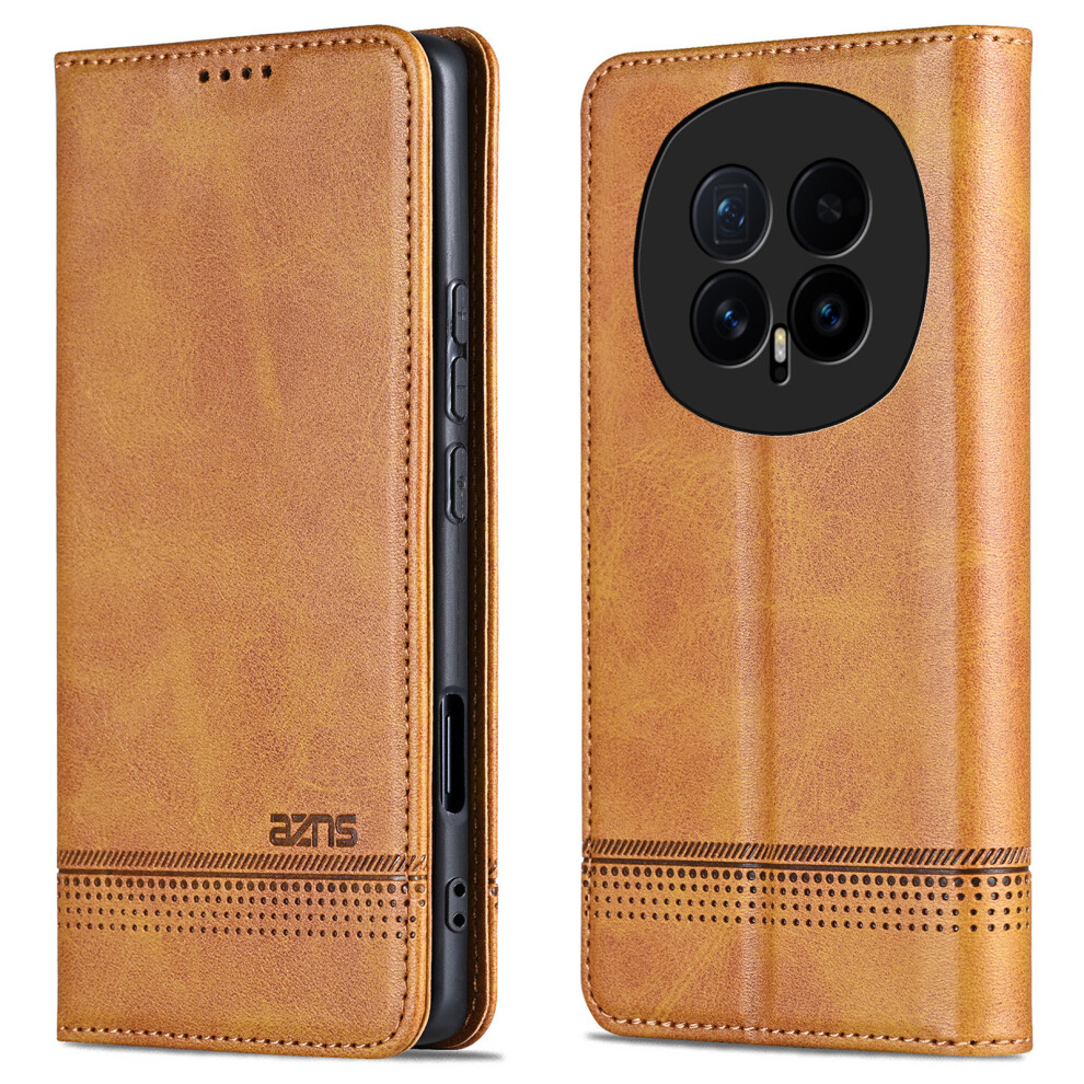 (Brown) Azns For Honor Magic8 5G Case Cowhide Texture Pu Leather Wallet Phone Cover Brown 6914295989671