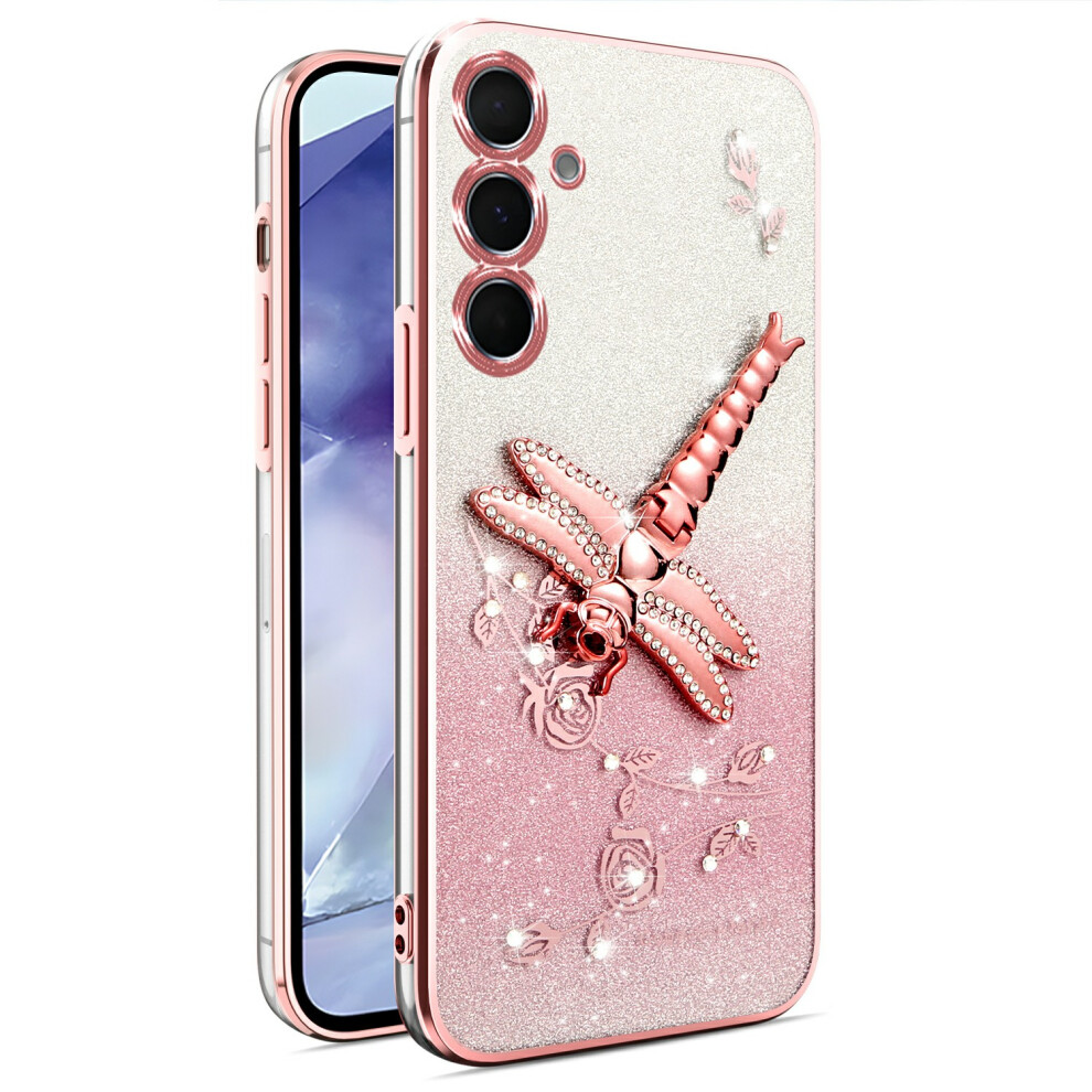 (Rose ) Kadem For Samsung Galaxy S26 Case Dragonfly Kickstand Tpu Flowers Glitter Phone Cover Gold 6914291977207