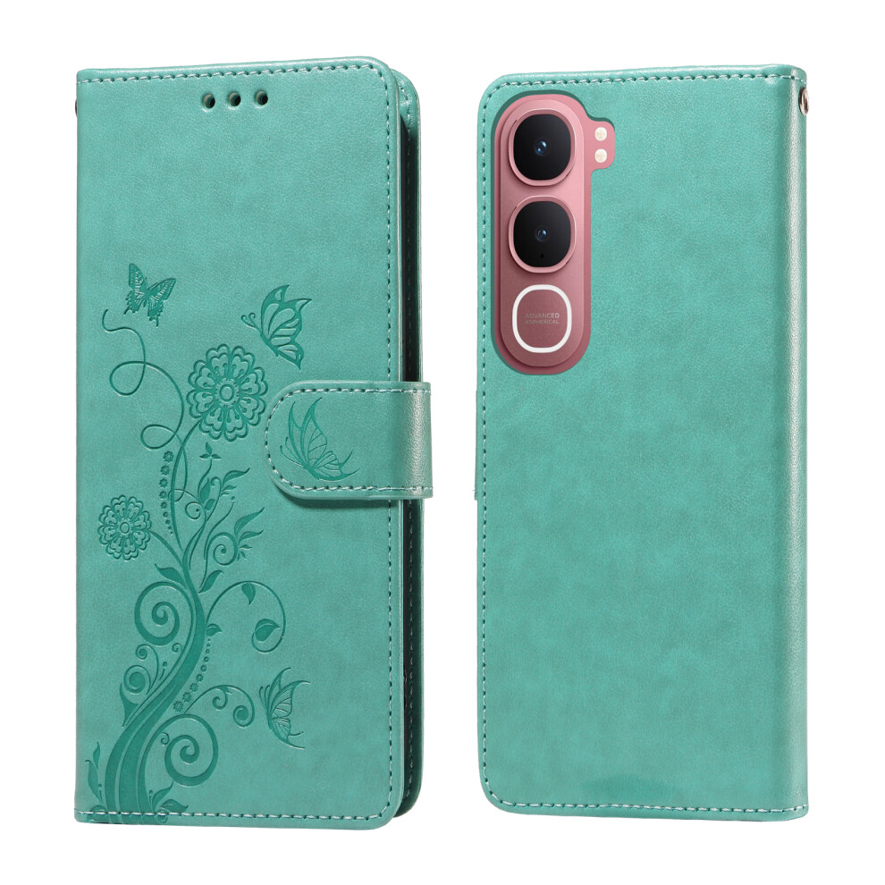 (Green) For Vivo Y21d / Vivo Y31 5G Leather Case Butterfly Floral Imprint Wallet Stand Cover Green 6914292024283