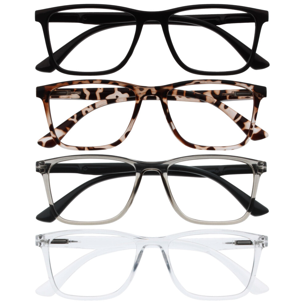 Opulize Nyx Blue Light Blocking Reading Glasses - Anti-Glare Computer And Gaming Eyewear - 4 Pack - Uv And Eyestrain Protection - Rectangular Frame