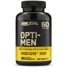 Optimum Nutrition Opti-Men Multi-Vitamin Supplements for Men with Vitamin D, Vitamin C, Vitamin B6 and Amino Acids, Unflavoured, 60 Servings, 180 Cap