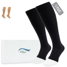 360 Relief 1 Pair Compression Socks for Women & Men - Open Toe Graduated Compression Stockings, Flight Socks, Running, Nurses, Maternity, Pregnancy,