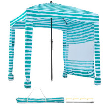 Tonnelle da Spiaggia 1,83x1,83 m-Duoku-Tenda da Esterno con Pareti Laterali e Tasche per Sabbia, Tenda Portatile, Strisce Verdi