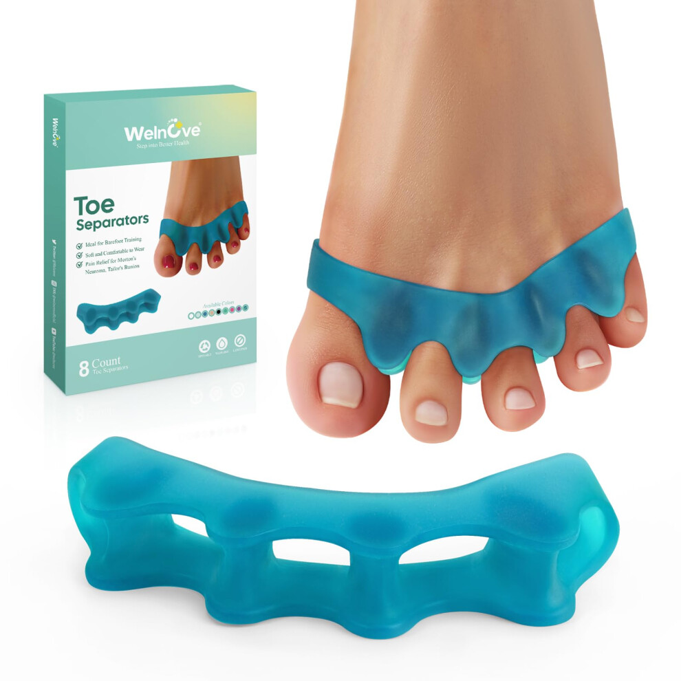 Welnove 8 Pack Toe Separators, Bunion Corrector For Women/Men, Toe Spacers, Foot Alignment - Dividers To Correct Bunions, Hammertoes, Relief Restore