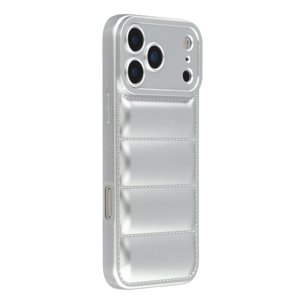 (Silver) For Iphone 17 Pro Tpu Case Down Jacket Design Shock-Absorbent Phone Protector Silver 6914290454129