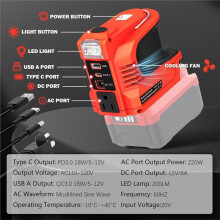 Power Inverter for 20V Battery,220W Portable Power Supply Inverter 20V to AC 120V for Battery