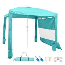 Tonnelle da Spiaggia 2,4 x 2,4 m-Duoku-Tenda Esterno con Pareti Laterali e Tasche per Sabbia, Colore Verde