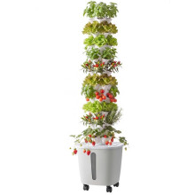 Tour Hydroponique à 10 Niveaux-Duoku-avec 50 Emplacements, Système de Culture pour Herbes, Fruits et Légumes, Roulettes