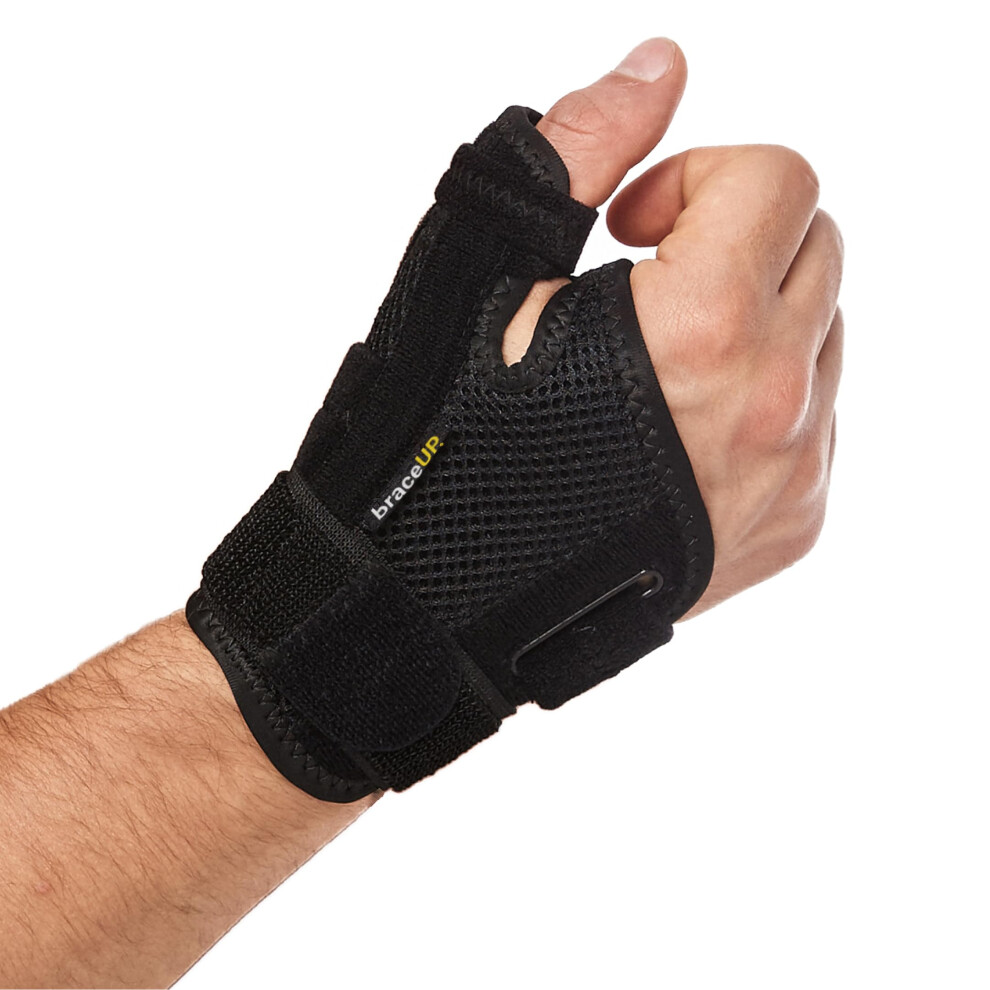 Braceup Thumb Support Brace - Splint For Spica And Hand Support, For Arthritis, Tendonitis, Carpal Tunnel Pain Relief And Thumb Sprain (Black)
