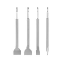 Conjunto de Burins SDS Plus, Compatíveis com Martelos Perfuradores, 1 Burin Pontiagudo, 1 Pá Curvada e 2 Burins Planos