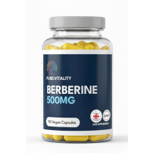 Pure Vitality Berberine HCL 500mg – 90 Vegan Capsules – 98% Purity – High Strength Formula – UK GMP Certified Manufacturer