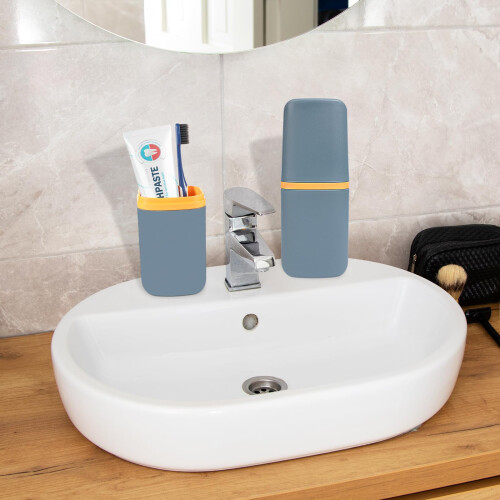 COMNICO Travel Toothbrush Cup Case Portable PP Seal Tooth Brush Holders Cover Multi-Function Toothpaste Storage Container Cup for Home School Camping 2