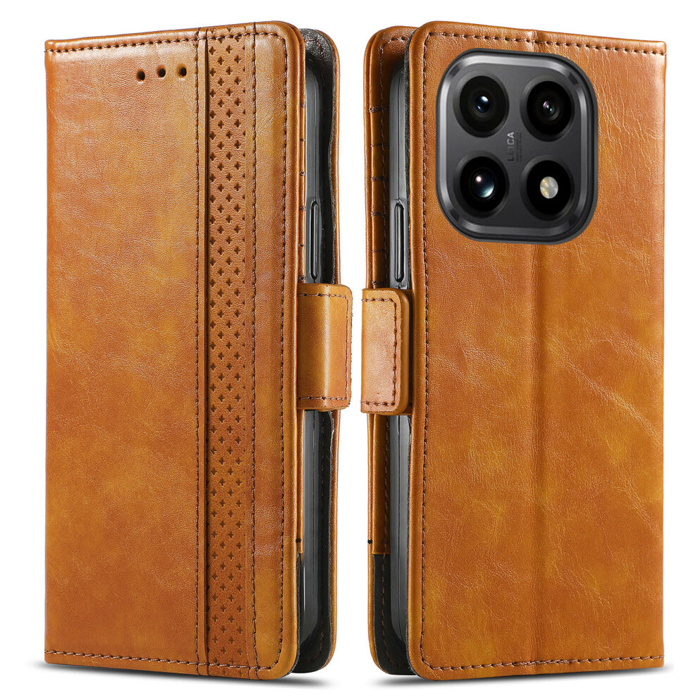 (Light ) Caseneo For Xiaomi 15T Phone Cases Pu Leather Cover Stand With Rfid Blocking Wallet Brown 6914298422724