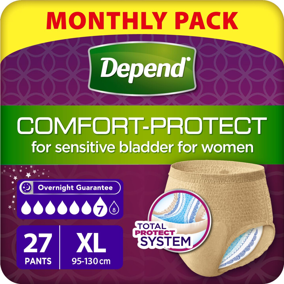 Depend Comfort Protect Incontinence Pants For Women, Extra-Large - 27 Pants