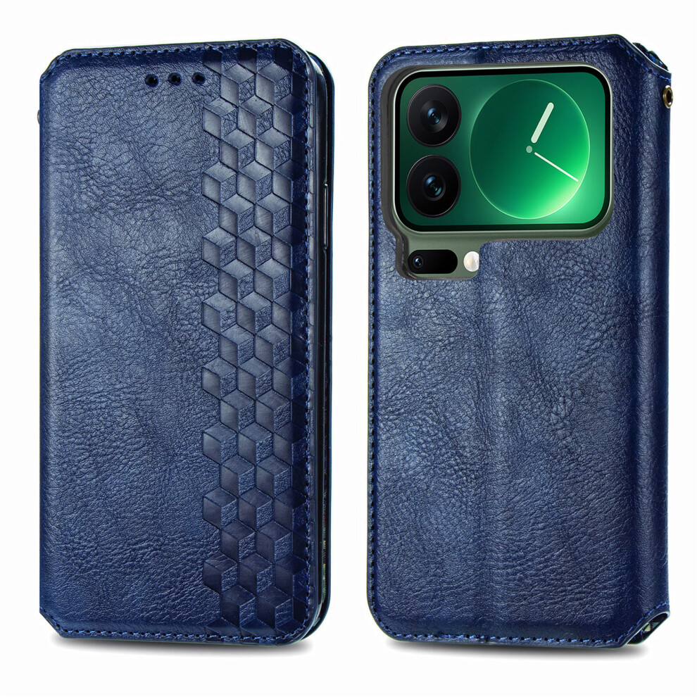 (Blue) For Xiaomi 17 Pro Case Rhombus Imprint Pu Leather Wallet Phone Cover Blue 6914298012352