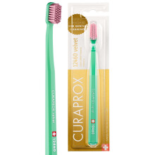 Curaprox CS 12460 Velvet Soft Toothbrush – Sensitive Gum Care | Ultra-Gentle Cleaning with 12,460 Filaments | Single Pack, Light Green-Pink | Made i