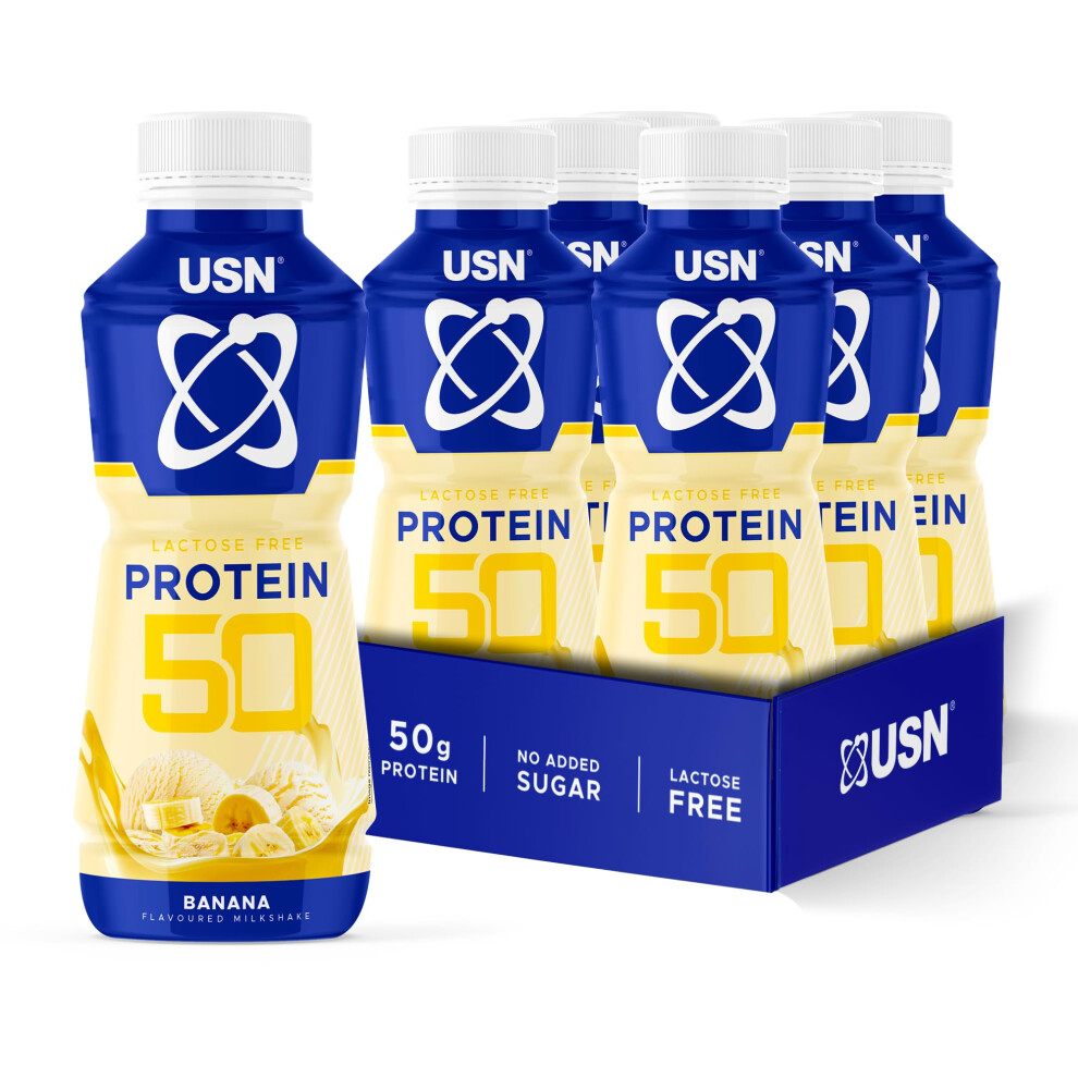 Usn Trust 50 Ready To Drink Protein Shake | Banana | 50G Protein | Lactose Free, No Added Sugar | 6 X 500Ml Bottles | High Protein On-The-Go Snack &