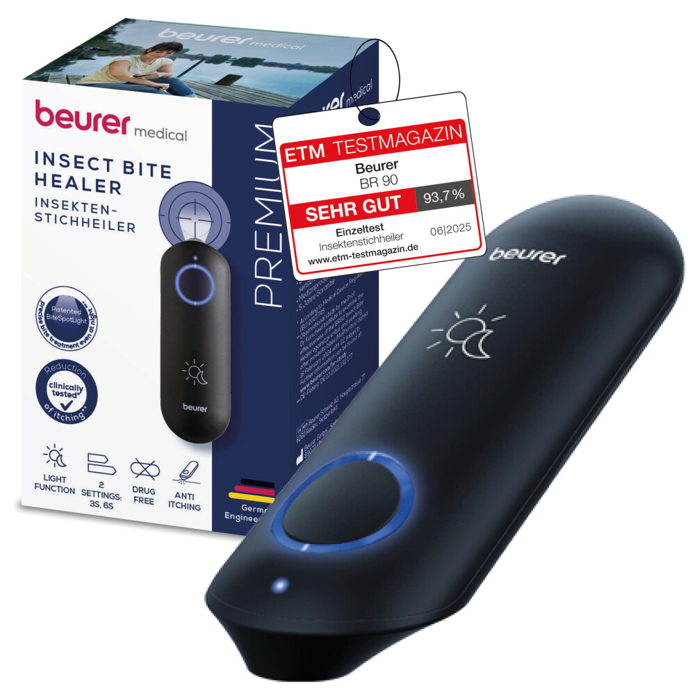 Beurer Bitex Day&Night Insect Bite Healer Br 90, Mosquito Bite Heat Pen For The Treatment Of Insect Bites And Stings, Electronic Bite Healer, With Li