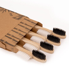 Virgin Forest 8 Pcs Bamboo Toothbrushes Soft Toothbrush with Wooden Handle Eco Friendly Bamboo Toothbrush with Plastic Free Packaging for Adults Trav