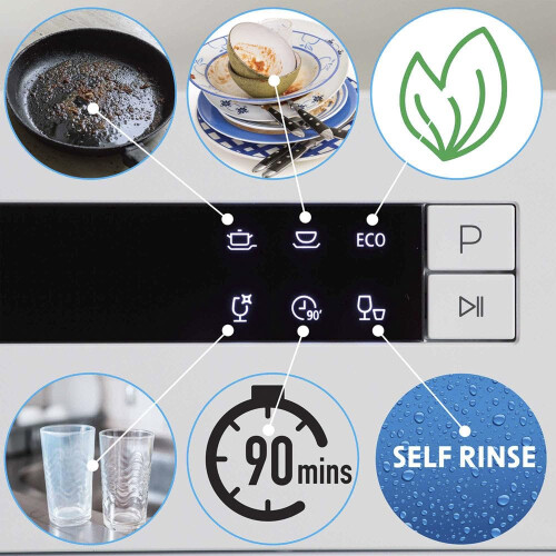 Loops White Worktop Dishwasher - 8 Place Settings - Portable Tabletop Dish Washer 2