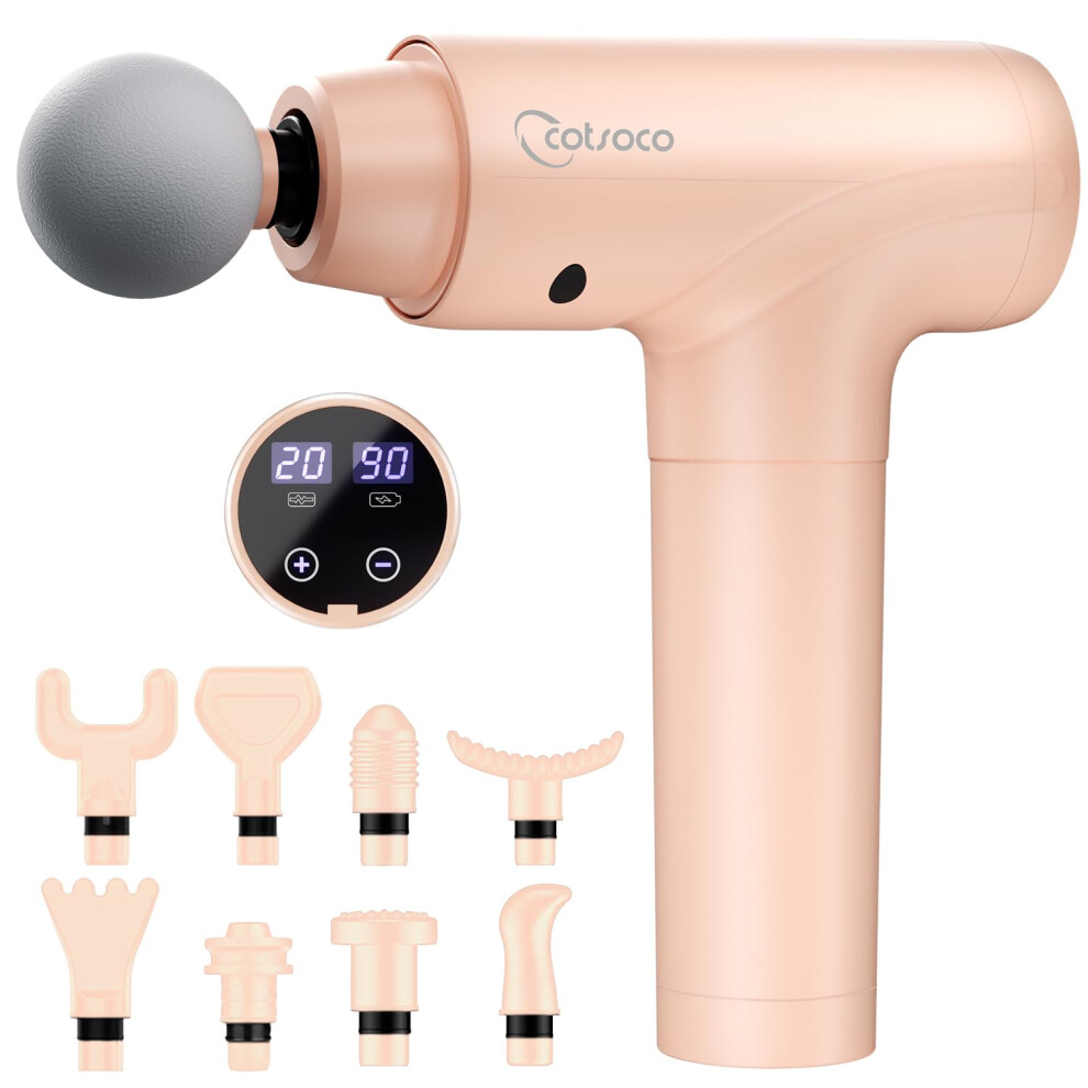 Cotsoco Massage Gun Deep Tissue, Muscle Massage Gun Back Massager For Pain Relief, 20 Speeds Handheld Electric Massager Tool With Silent Brushless Mo