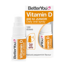 BetterYou Vitamin D Spray for Kids, Vitamin D 400 IU Junior Oral Spray, Fast Acting Vitamin D3 Supplement for Children, 3-Month Supply, Natural Peppe