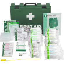 Safety First Aid Group Workplace First Aid Kit (Large 21-50 Persons) Economy HSE-Compliant with Inspection Tags, Accident Book, Wall Bracket, Extra P