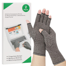 2-Pair Arthritis Compression Gloves for Alleviate Rheumatoid Osteoarthritis, Carpal Tunnel Raynauds Disease, Ease Muscle Tensi on Fingerless, Breatha