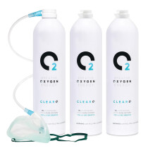 ClearO2 15L Oxygen Can with Mask and Tube | Pure Breathing Oxygen in a Lightweight Aluminium Canister | Made in Britain (Mixed, 15 l (Pack of 1 Full